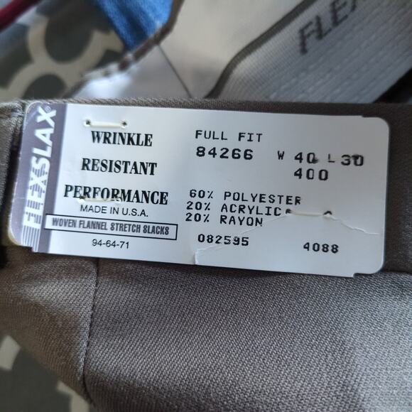 Vintage Sears Pleated Slacks Pants Mens 40x30 Gray Chino Flexslax - Picture 6 of 8